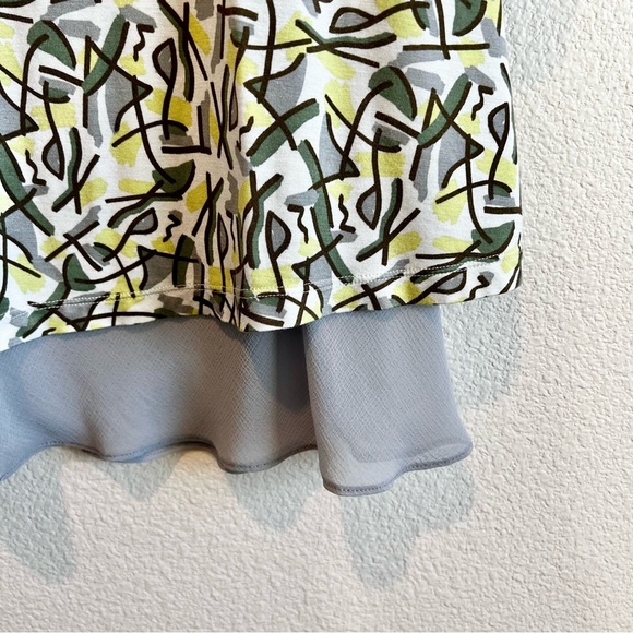 LOGO Lori Goldstein Tunic Top XXS Abstract Print Asym Hem Stretch Boho Artsy - Picture 3 of 10